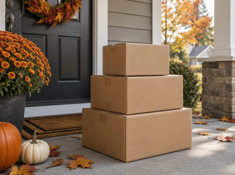Delivery boxes on a front porch